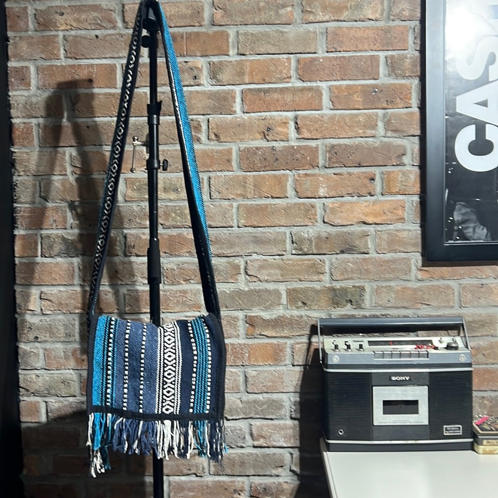 Baja Fringe Boho Woven Knit Crossbody Purse / bag